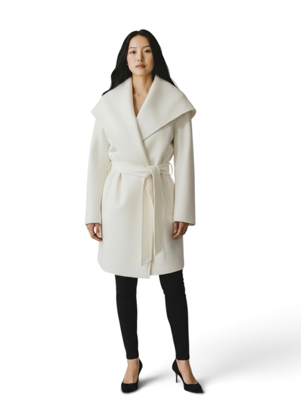 JACK - BB Dakota Women’s Take Cover White Hooded Wrap Coat, size large